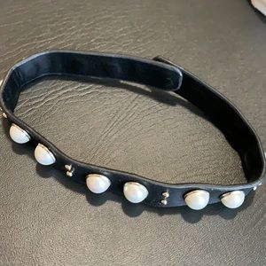 Brand NEW WHBM Black Faux Pearl Boot Straps